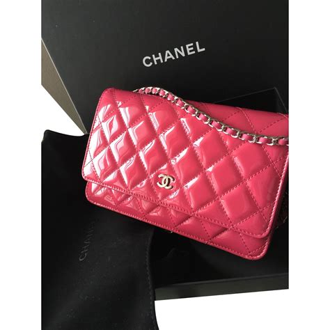 chanel pink patent wallet on chain|chanel wallet on chain price.